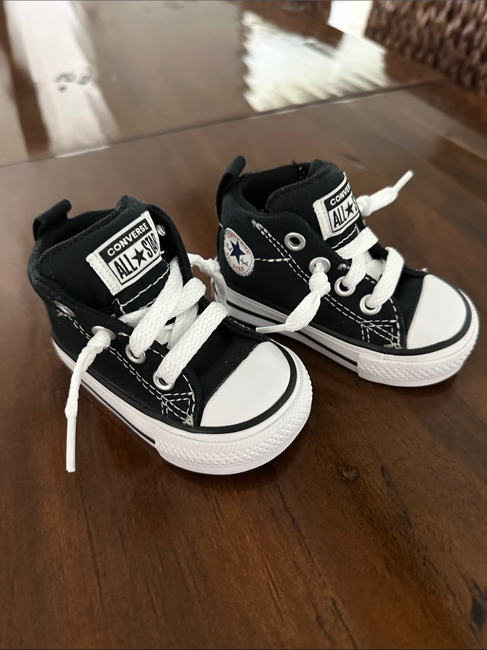 Converse All*Star Black & White Baby Chuck Taylor High Top Shoes